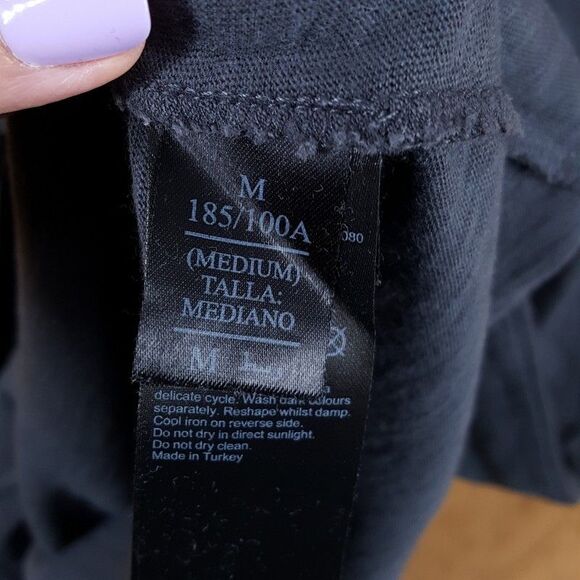 ALLSAINTS Midi Dress Womens Medium Dark Gray Pullover Knotted Stretch PALOMA - Picture 5 of 10